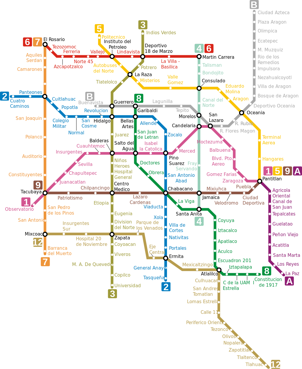 Ciudad de México (CDMX) Mapa del metro,lineas, estaciones,boletos y